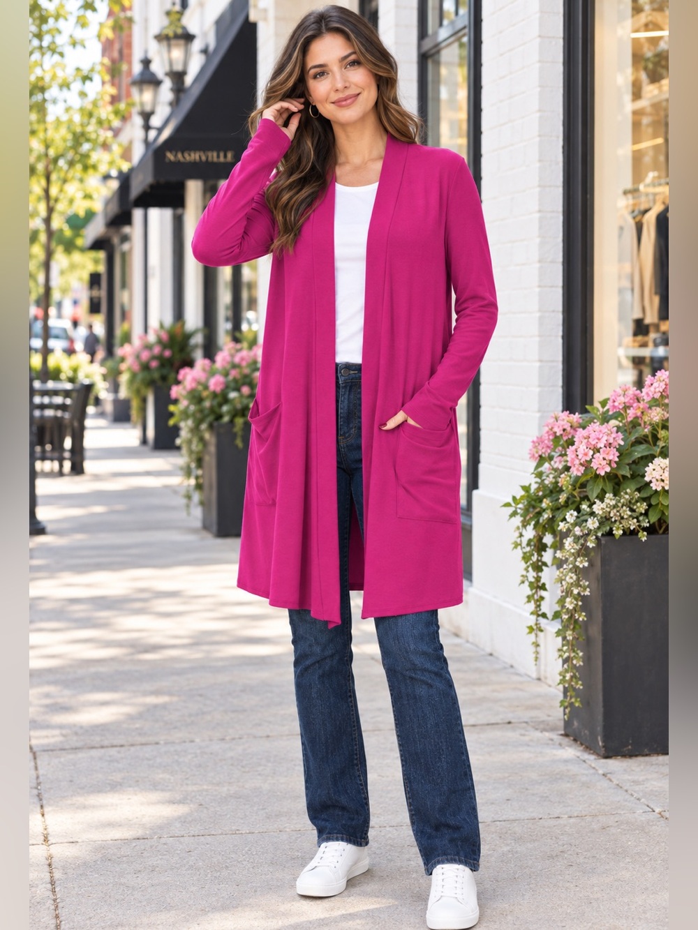NEW Zenana Fuchsia Magenta Pink Purple Open Front Long Comfy Cardigan Sweater XL